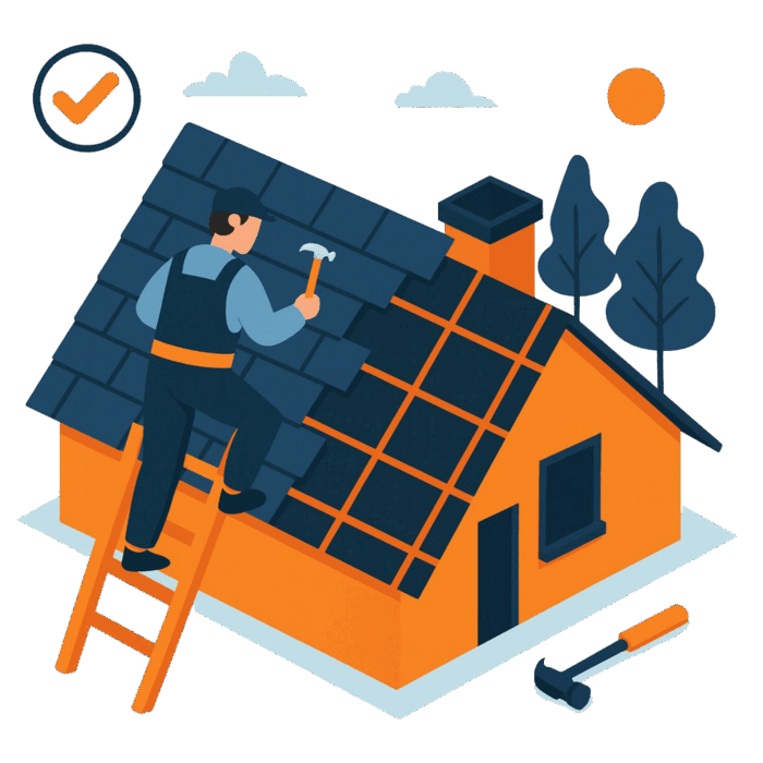 Roofer performing a roof repair